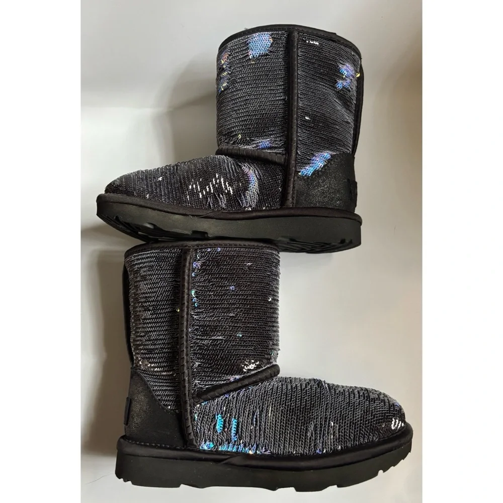 UGG Kids Black and Purple Sequin Boots - Picture 6 of 10